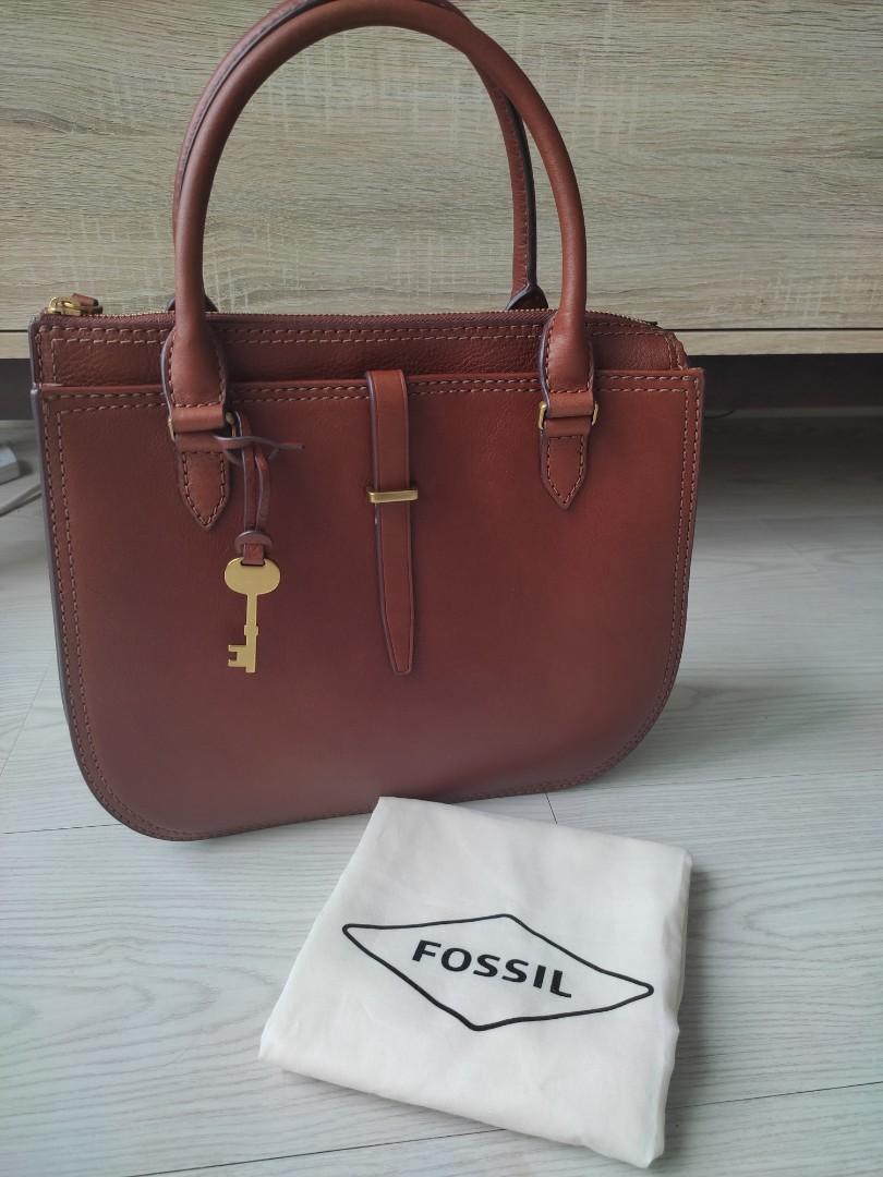 Fossil ryder satchel braun sales
