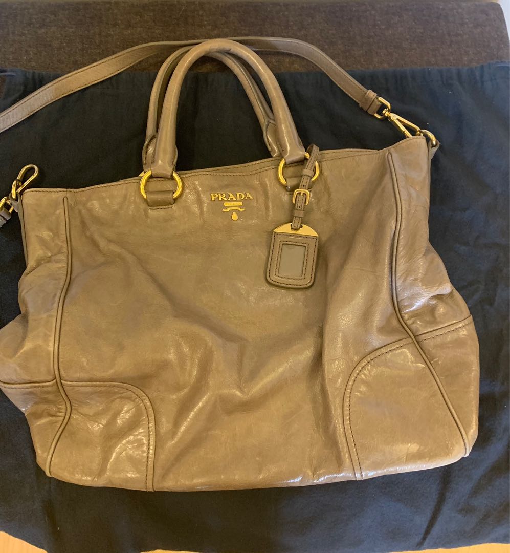 PRADA Vitter Shine 2WAY Shoulder Bag BN2324 beige