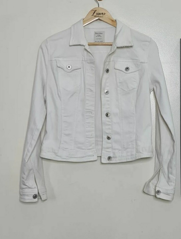 Bershka White Denim Jacket, Women's 