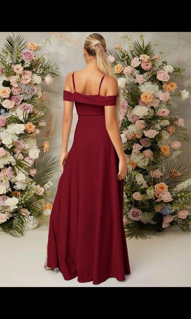 Red off the shoulder bridesmaid dress outlet