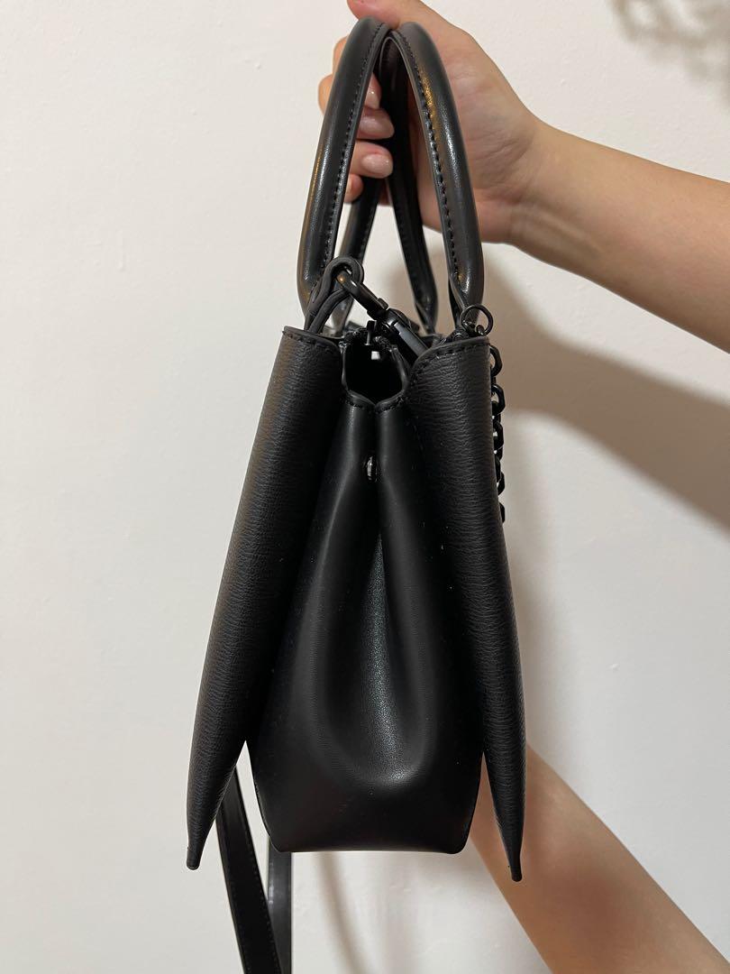 Double Top Handle Structured Bag - Ultra-Matte Black