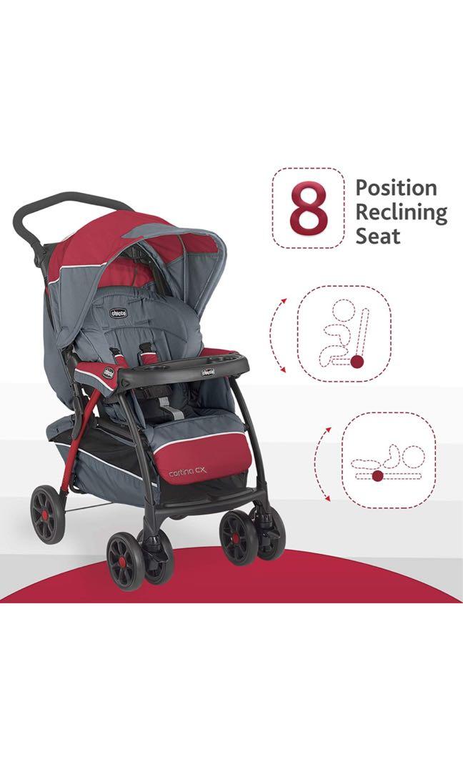 Chicco Cortina CX Stroller with 8 Reclining Positions Pram for boys and girls For babies 0 4 years Lava Red Material Polyester