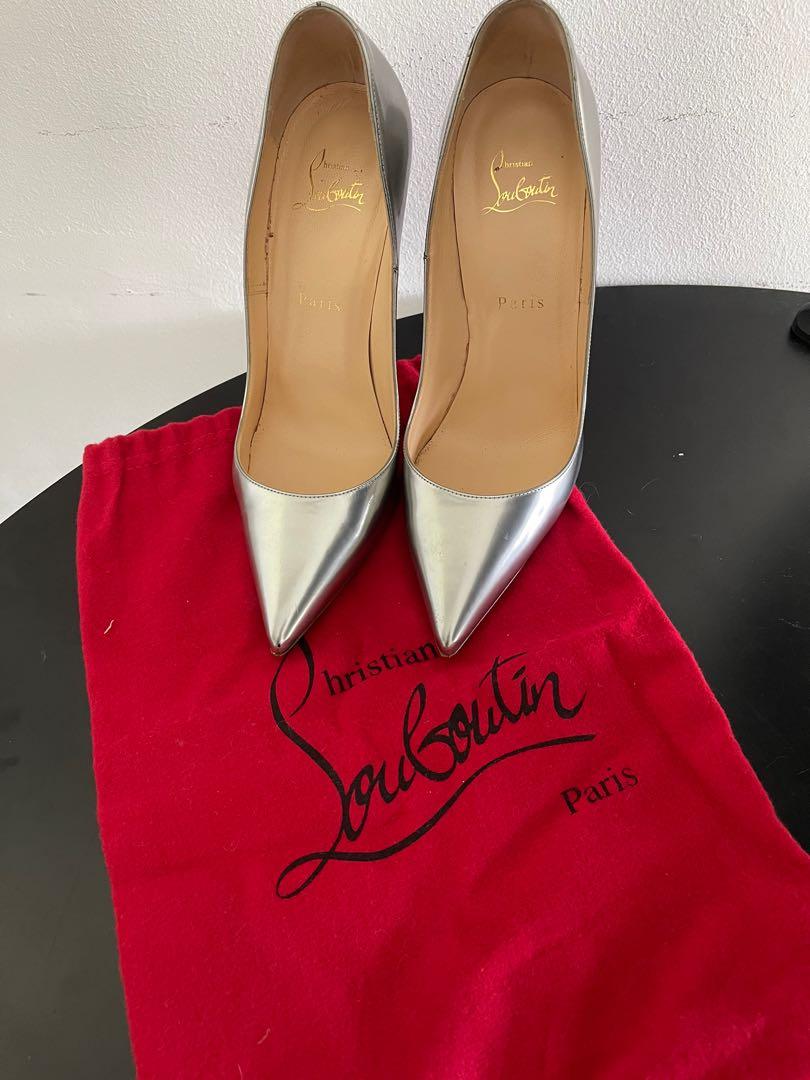 Christian Louboutin So Kate Silver Heels