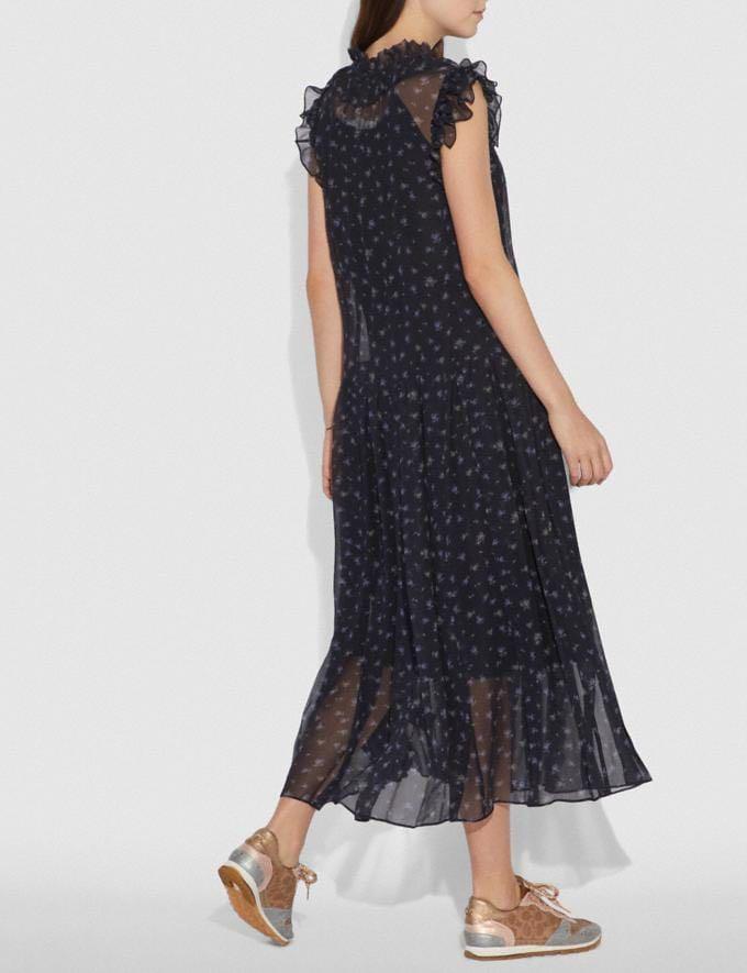 BNWT Coach Rose Print Pleated Maxi Silk Dress