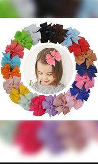 Cute Hair Bows Boutique Fashion Hair Clips Ribbon Solid Bowknot Children Hair Accessories 6pcs/set