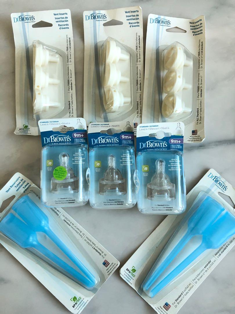 Dr Brown’s bottle nipple, Vent reservoirs, vent inserts, Babies & Kids, Nursing & Feeding