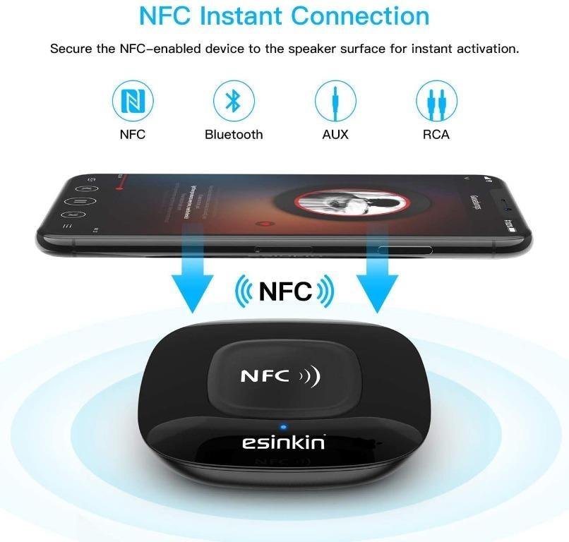 esinkin Bluetooth Receiver Wireless, NFCEnabled Audio Adapter, Audio