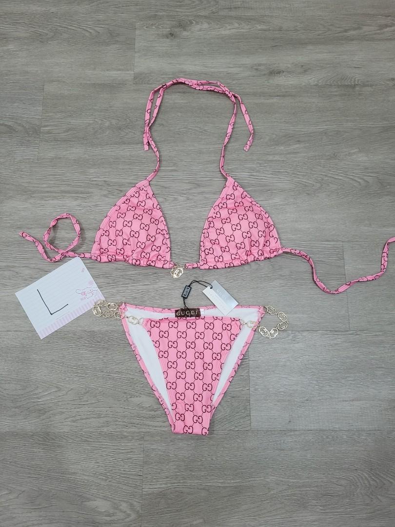 Pink gucci bikini set best sale