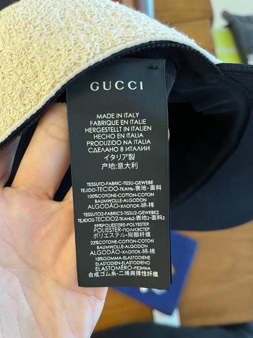 Gucci Black Cotton Elastic GUCCI Baseball Cap Made in Italy 