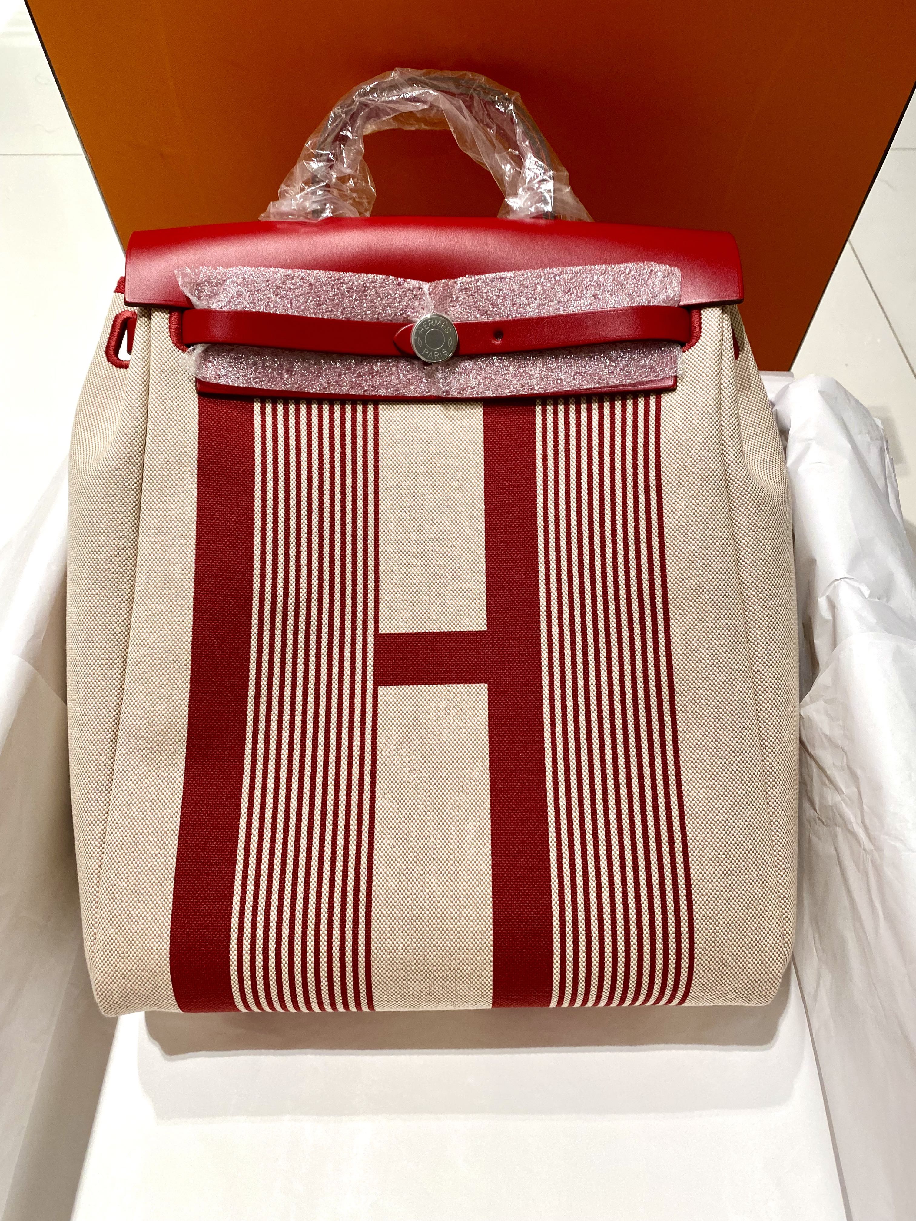 HERMES Vache Hunter Toile H Vibration Herbag Zip 31 PM Bordeaux