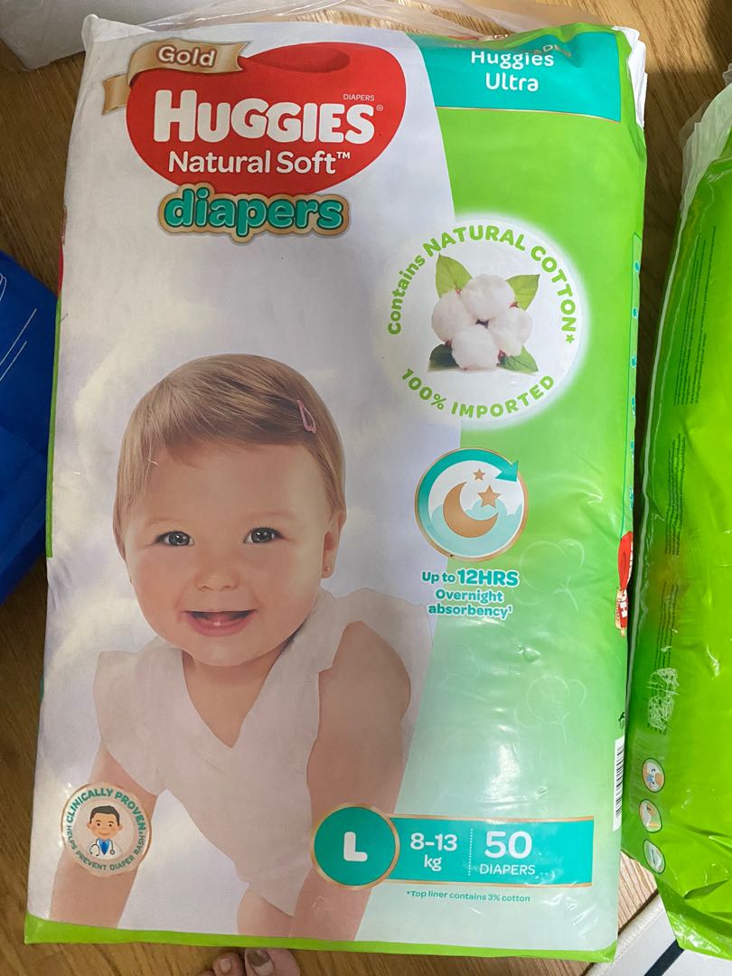 Huggies Natural Soft Diapers L size, Babies & Kids, Bathing & Changing
