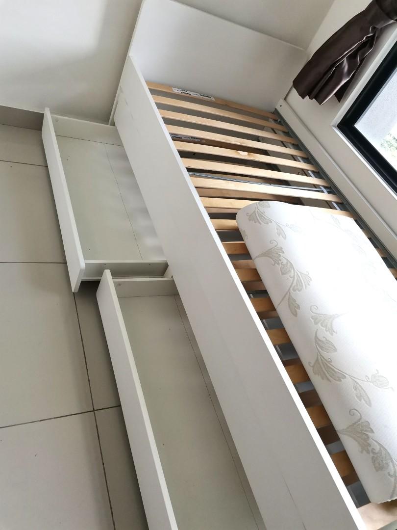 IKEA SLAKT bed frame with underbed and storage (90x200cm), Furniture