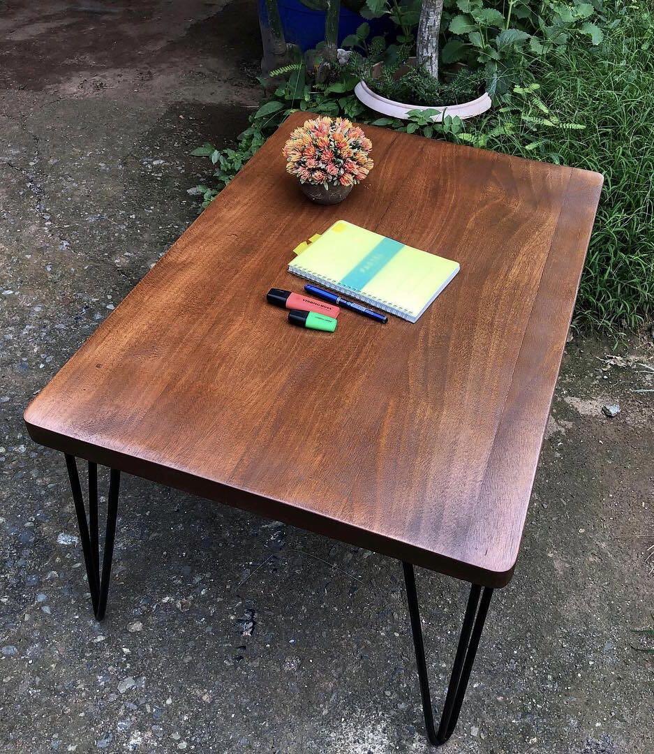 Industrial Design Coffee Table (Category: Coffee & Tea Tableware) located in Pasig City. Submitted by holzph (Listing ID 1163344921, Image 1). Description: Bring an industrial touch to your space with this customizable sized coffee table. ☕️ This table top is made from solid hardwood, integrated with steel legs, bringing a perfect balanced design. *our tables and benches can be customized in measurements . . 100% Solid Mahogany Wood 🌳 First come