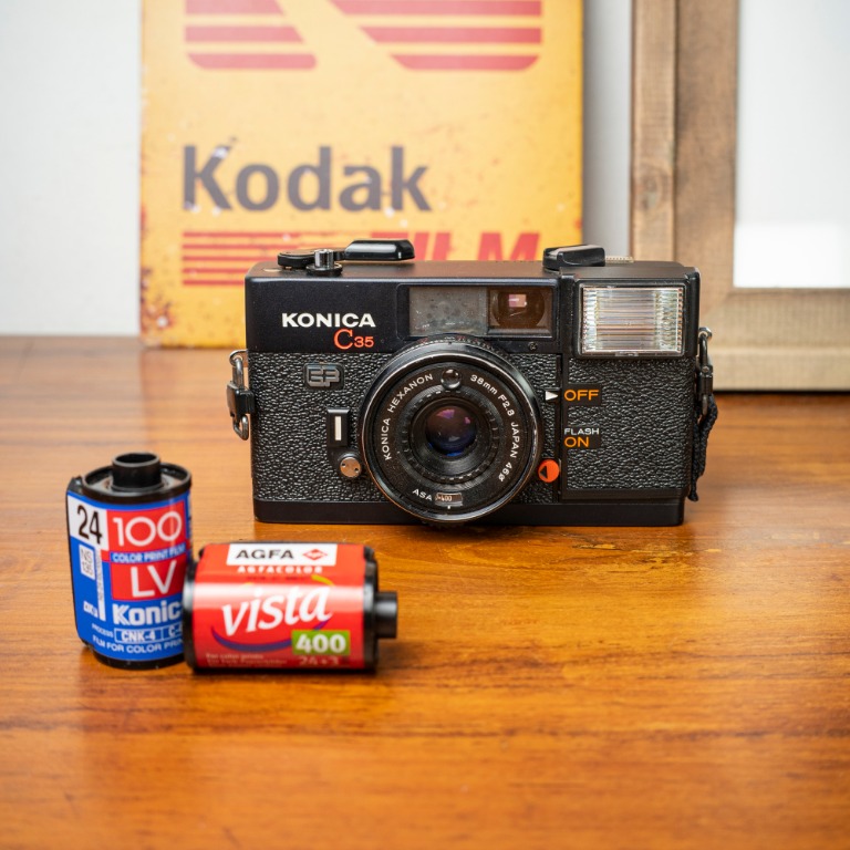 Konica C35EF Compact Film Camera Flash not working, Photography