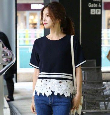 Korean floral lace trim top (Category: Blouses) located in Quezon City. Submitted by ordinary.things (Listing ID 1163460210, Image 2). Description: .