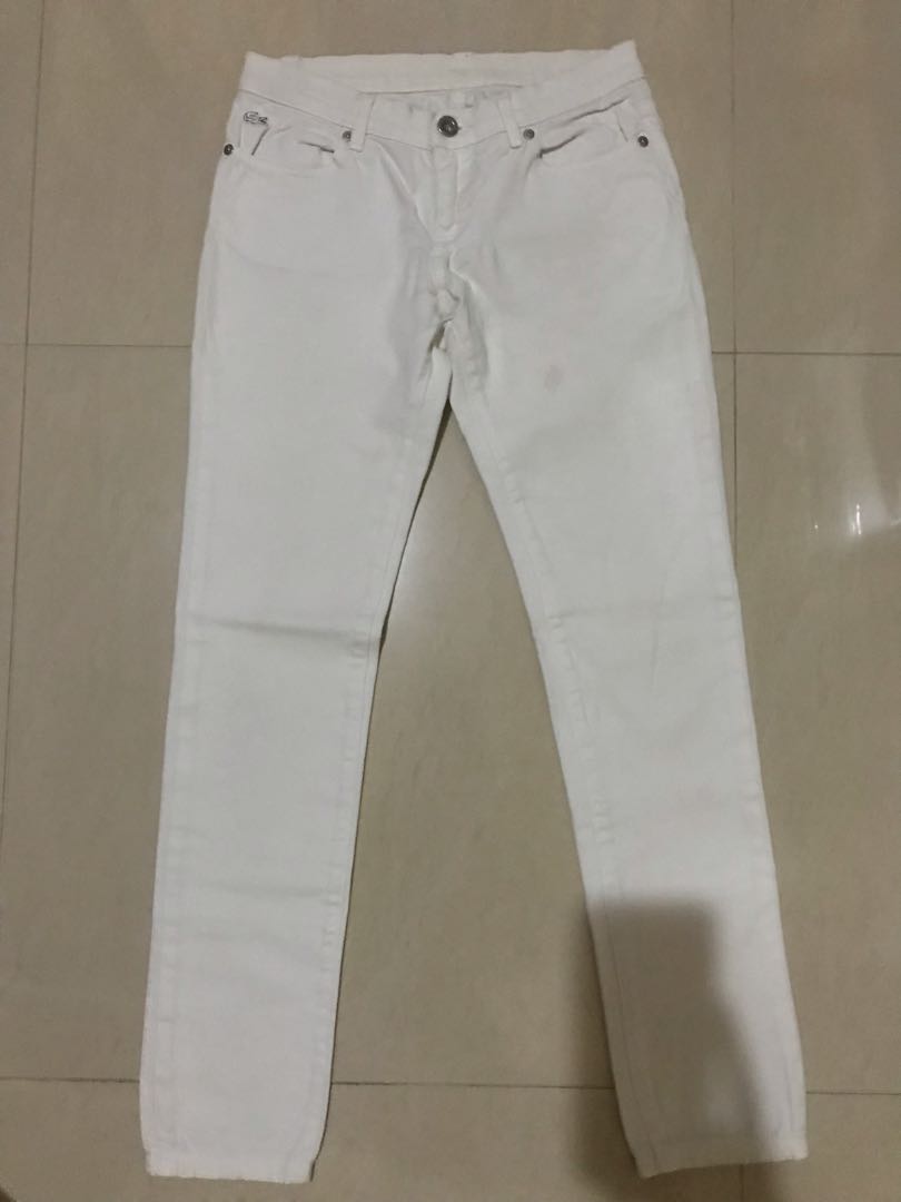 Lacoste White Jeans, Fesyen Wanita 