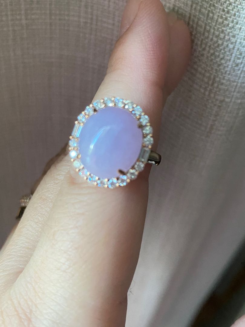 Lavender jade ring with diamonds Women s Fashion Jewelry
