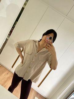 Linen shirt in nude