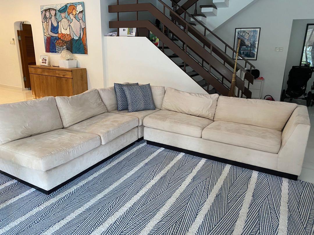 Ethan Allen Melrose Too Chaise Mid Century Modern Style Sectional