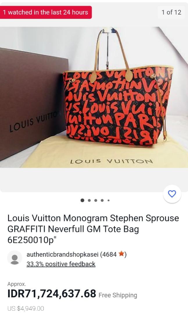 Louis Vuitton Monogram Stephen Sprouse GRAFFITI Neverfull GM Tote Bag  6E250010p