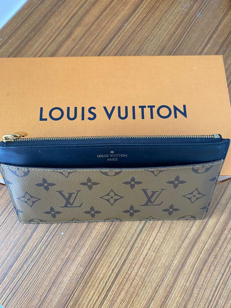 Louis Vuitton Slim Coin Case Wallet Monogram Reverse Black Brown M80390 F/S