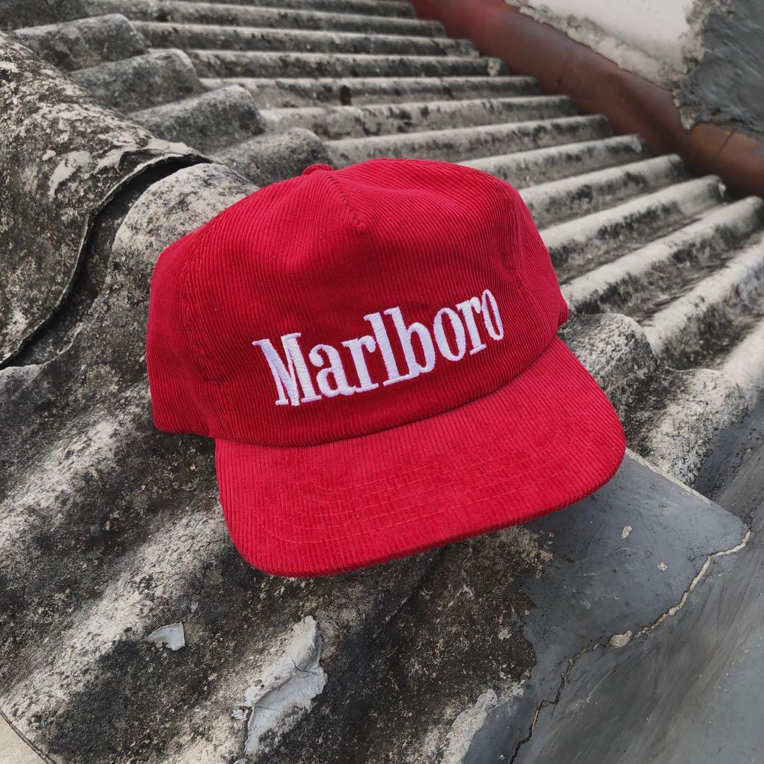 Marlboro vintage red corduroy hat 