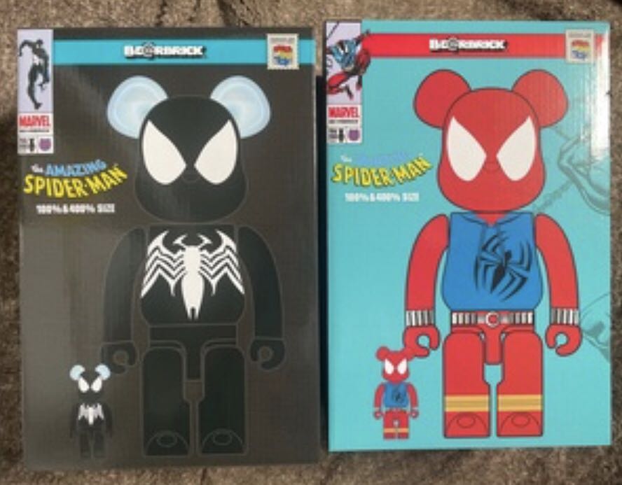 全新Marvel 蜘蛛俠Spider-man SCARLET BLACK COSTUME Bearbrick 400%+