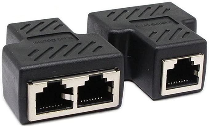 CERRXIAN RJ45 Splitter Adapter 2-Pack RJ45 Female to 2 Female Splitter Coupler LAN Ethernet Network 1 to 2 Adapter 
