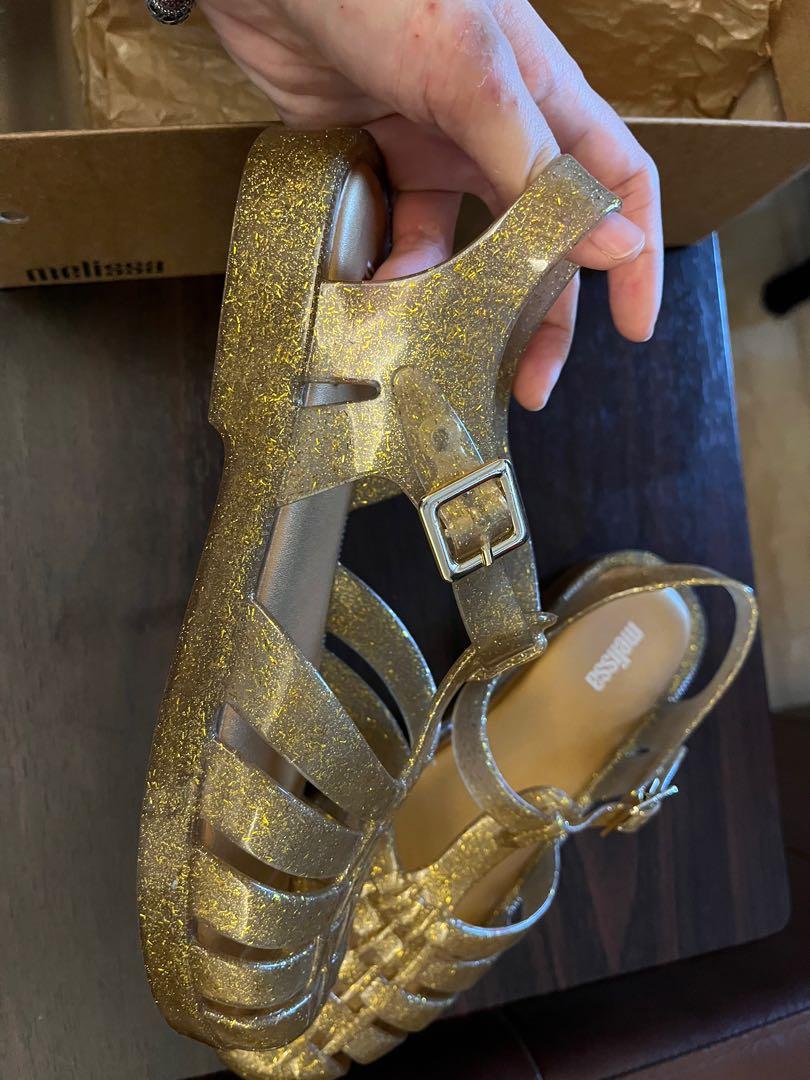 Gold shimmer sandals top