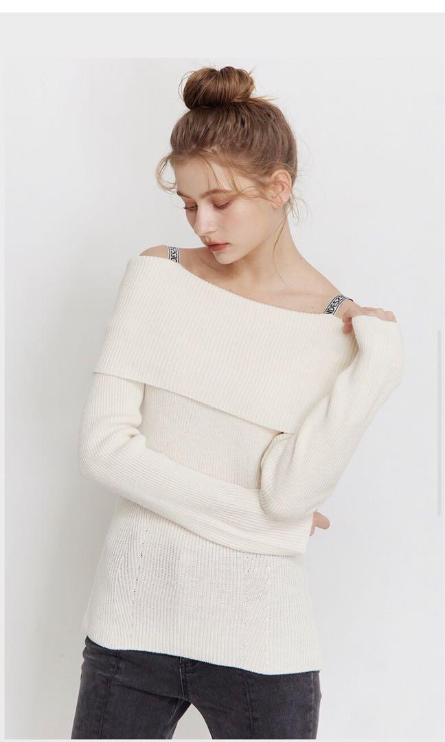 White off shoulder knit on sale