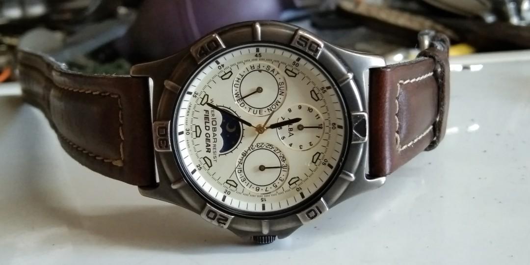 Original Alba field gear moon phase watch, Men's Fashion, Watches