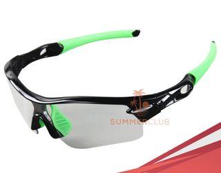 EXUSTAR E-CSG18 Cycling Sport Photochromic Sunglasses Green x Blue Frame 