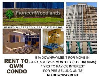 RFO MOVEIN Condo in MANDALUYONG 2BR 350K DP RENT TO OWN PIONEER WOODLANDS ORTIGAS BGC Ready