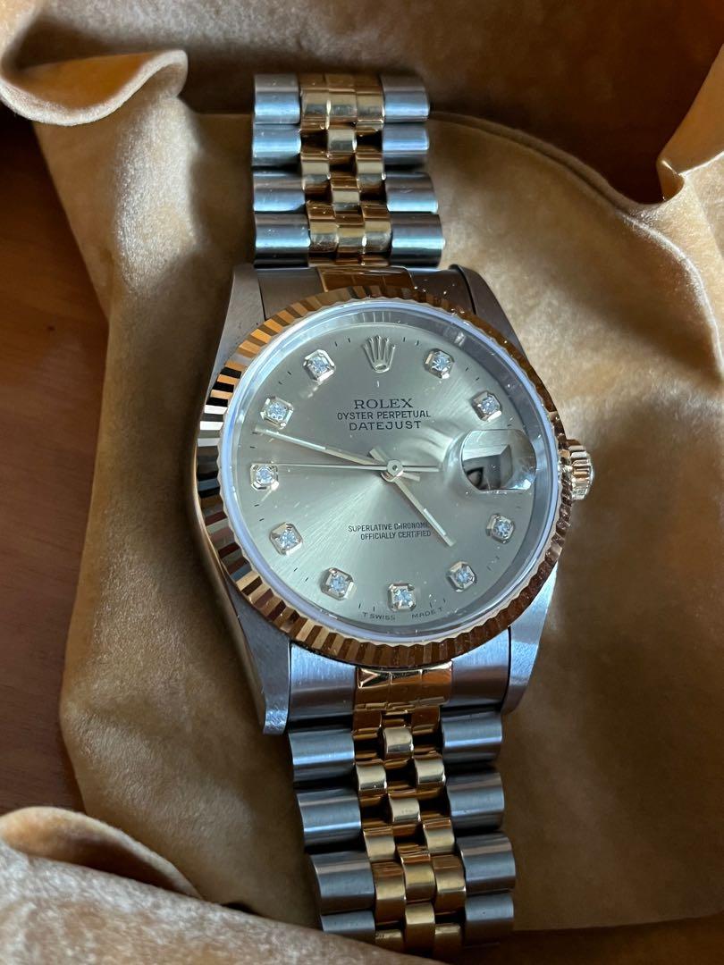 Rolex 16233 Datejust 36mm 鑽石字面W頭, 名牌, 手錶- Carousell