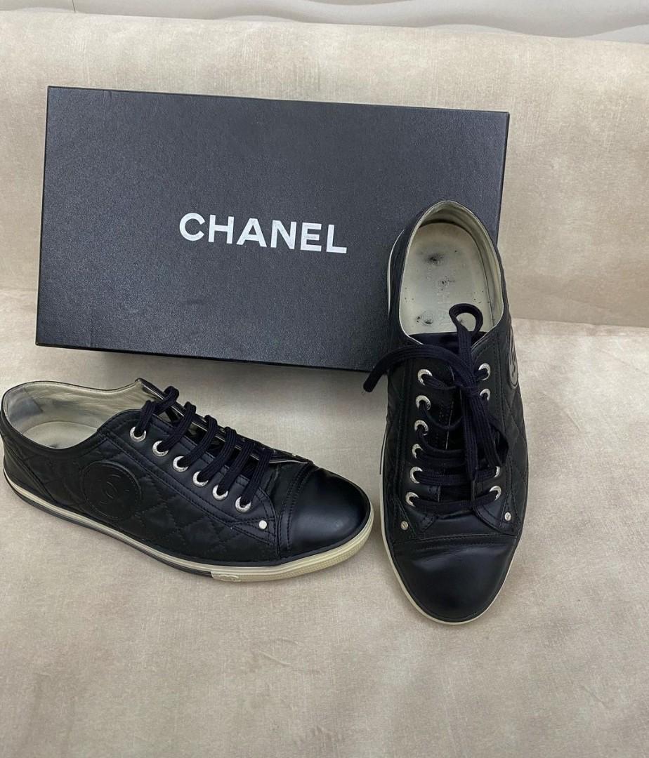 Pre-owned Chanel Tricolor Tweed And Leather Cc Low Top Sneakers Size 38 In  Gold | ModeSens