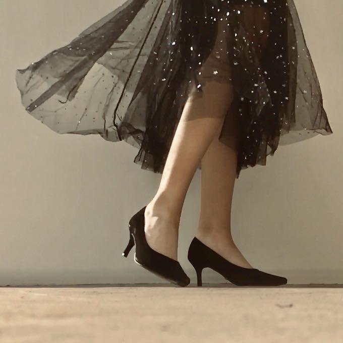sheer black glitter sequinned long flowy fairy skirt