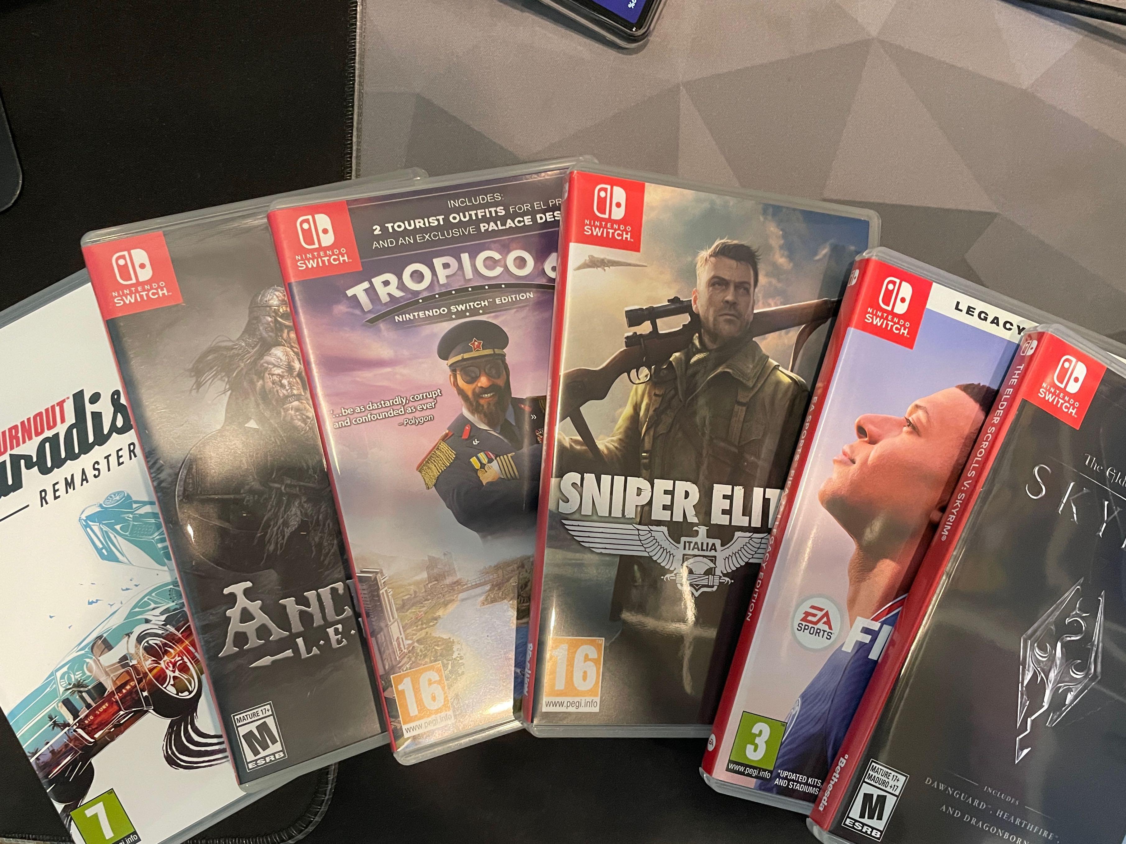 STEAL: Nintendo Switch Games Bundle (Category: Nintendo) located in Bulacan. Submitted by baritoneystark (Listing ID 1163382085, Image 1). Description: Nintendo Switch games for sale: • FIFA 22 - great condition, been playing my Steam version - (1.1k) • Sniper Elite IV - literally good as new, checked once - (1,299) • Ancestors Legacy - good as new as well, been playing this on PC - (699) • Tropico 6 - used 3x, been using my PC version too - (1,0
