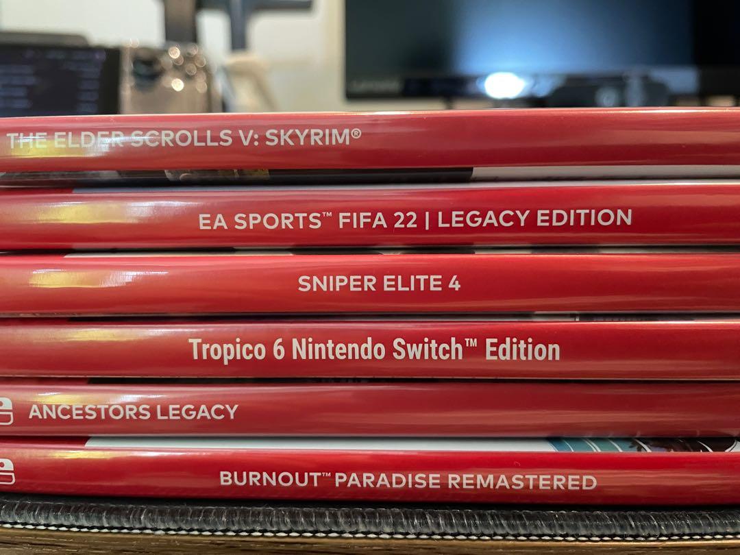 STEAL: Nintendo Switch Games Bundle (Category: Nintendo) located in Bulacan. Submitted by baritoneystark (Listing ID 1163382085, Image 2). Description: Nintendo Switch games for sale: • FIFA 22 - great condition, been playing my Steam version - (1.1k) • Sniper Elite IV - literally good as new, checked once - (1,299) • Ancestors Legacy - good as new as well, been playing this on PC - (699) • Tropico 6 - used 3x, been using my PC version too - (1,0