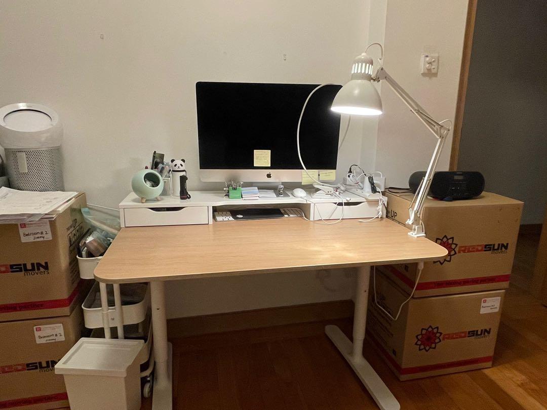 Study Table w/ monitor stand & light, Furniture & Home Living ...
