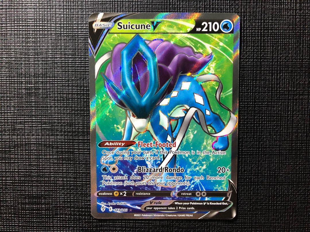 Suicune V - 173/203 - Full Art Ultra Rare Sword & Shield: Evolving Skies  Singles, Hobbies & Toys, Toys & Games on Carousell