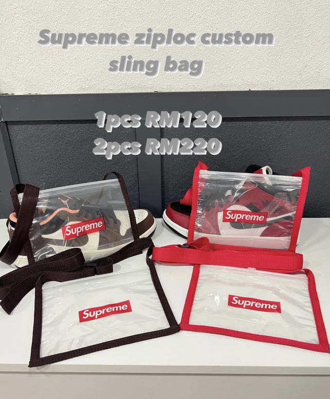 Supreme ziploc custom sling bags, Men's Fashion, Bags, Sling Bags
