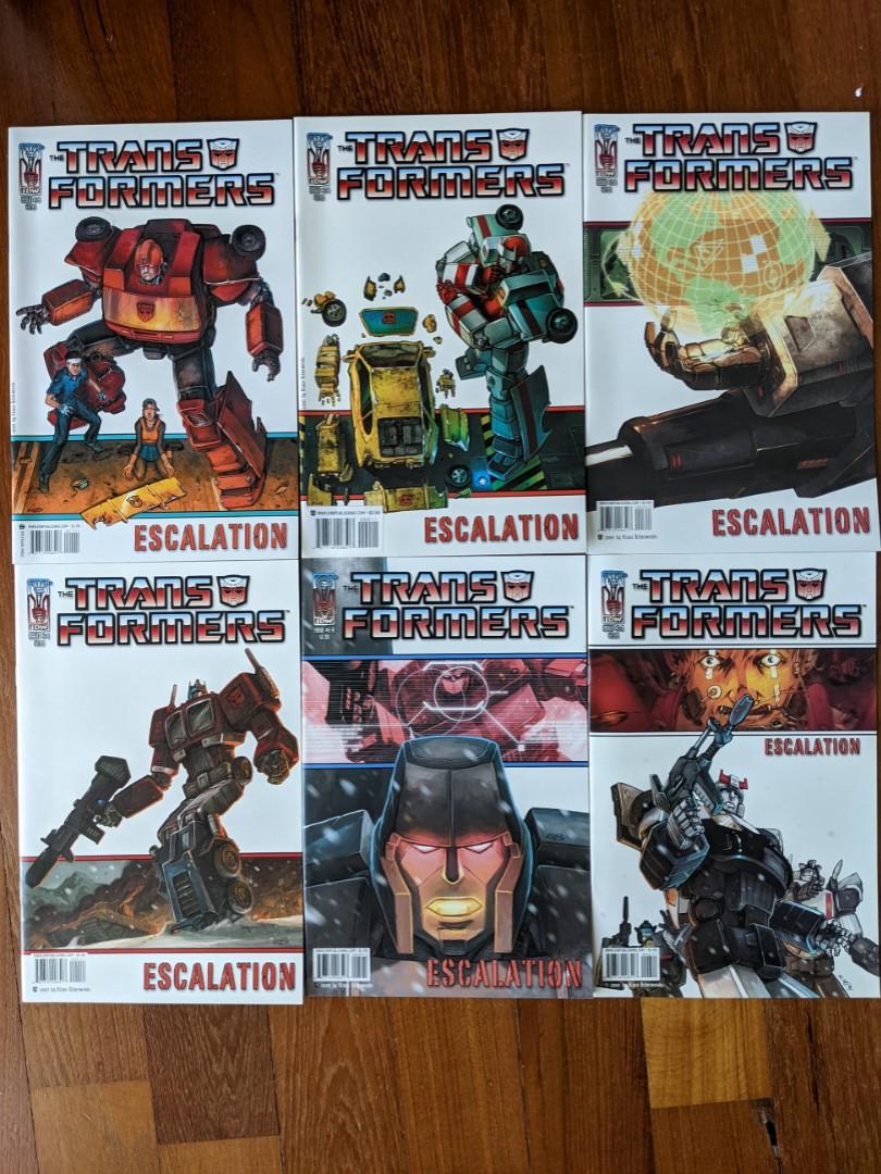 Transformers comics (Category: Comics & Manga) located in Singapore. Submitted by theforce (Listing ID 13427949, Image 1). Description: - Escalation #1-6, Year 2006, $30 - Official Movie Prequel #1-4, Year 2007, $16 - Official Movie Adaptation #1-4, Year 2007, $16 - Gen-1, Vol-2 #1, Embossed cover, $15 - 20th anniversary summer special #1 $10 - Spotlight: Nightbeat, $5 - Spotlight: Kup, $5 - Spotlight: Galvatron, $8.