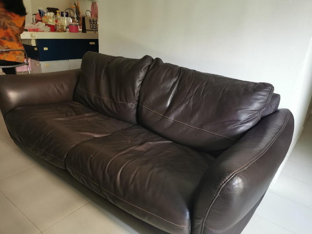 Two seater leather sofa self collection at Queenstown, Furniture & Home