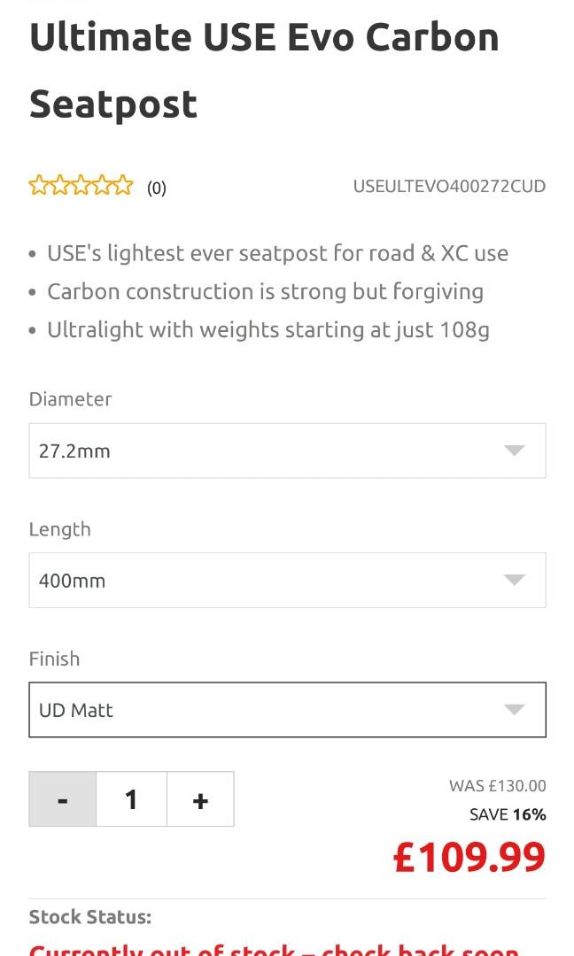 Ultimate use evo carbon seatpost deals