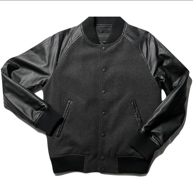 Mens baseball jacket leather sleeves sale