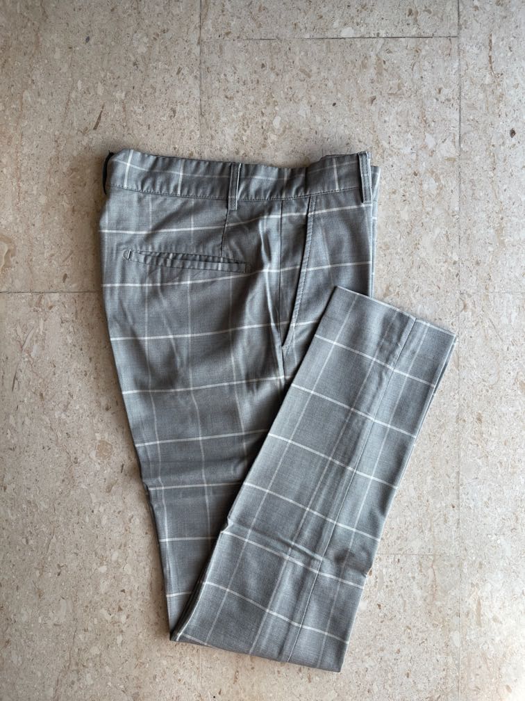 Zara Men Checkered Trousers, Men's 