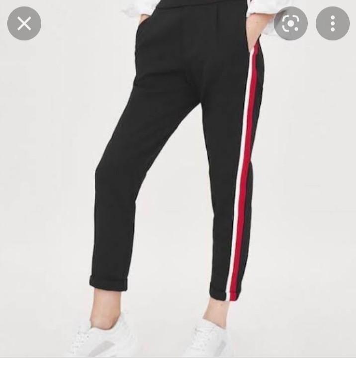 ZARA PANTS WITH LIST, Fesyen Wanita 