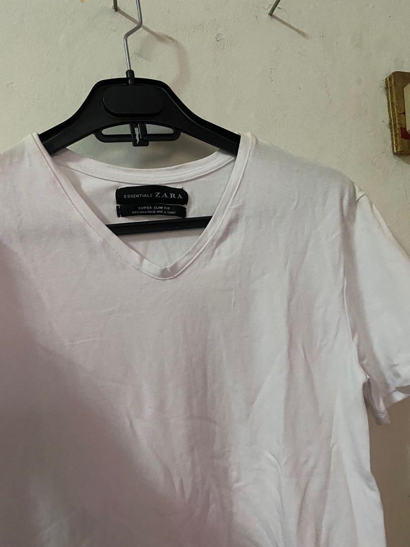 Zara tshirt basic, Fesyen Pria, Pakaian 