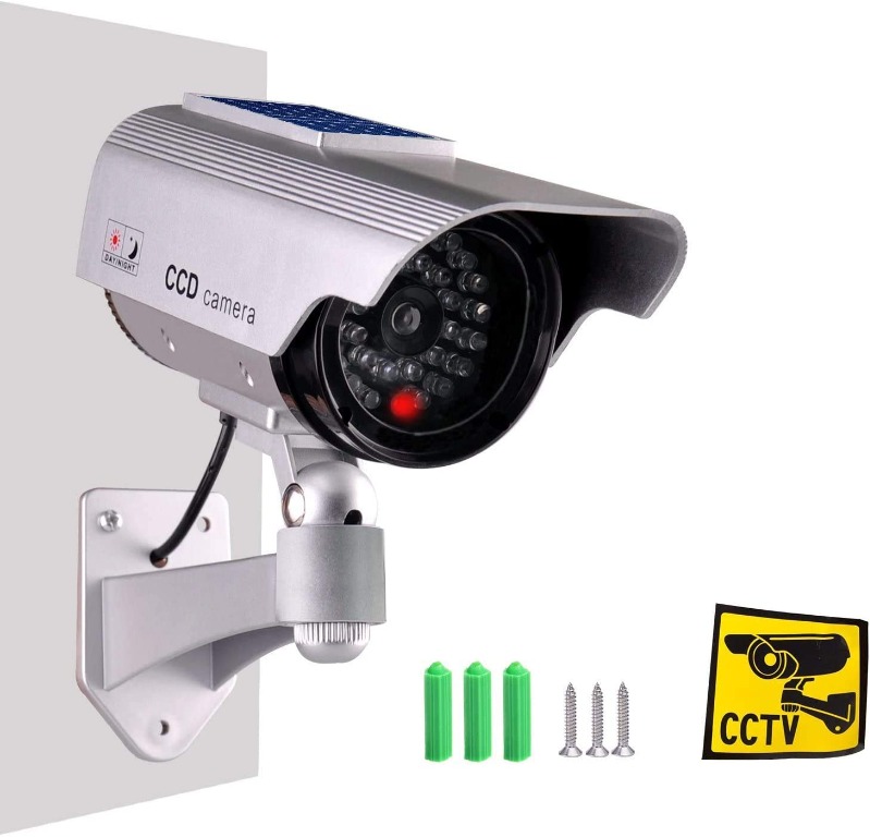 2976) Dummy Security Camera, Solar Powered Fake Surveillance Camera