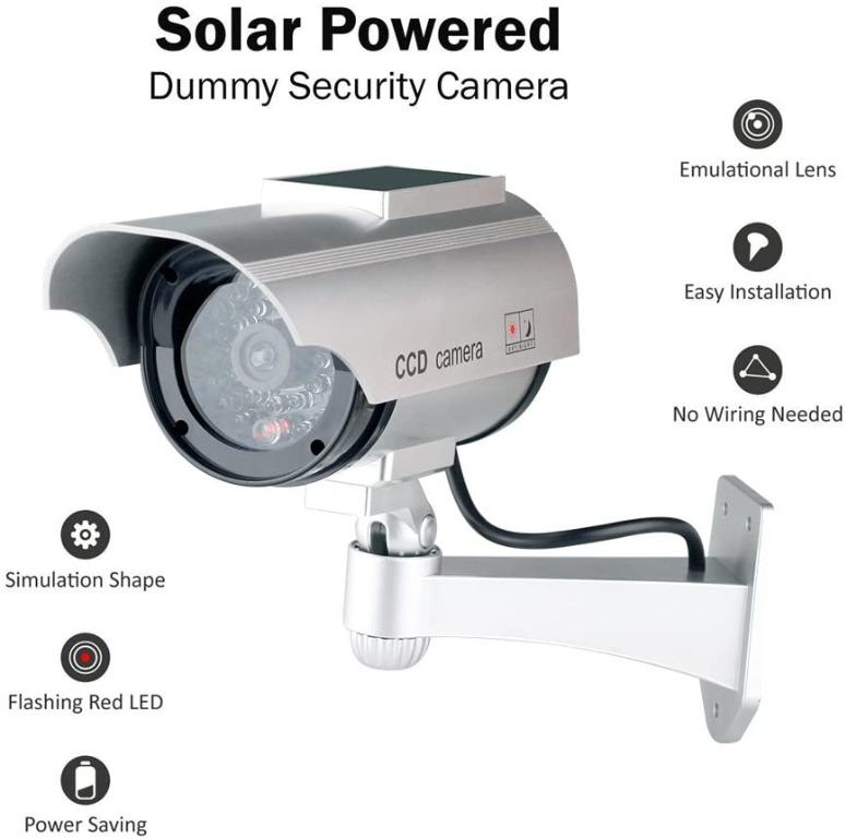 2976) Dummy Security Camera, Solar Powered Fake Surveillance Camera